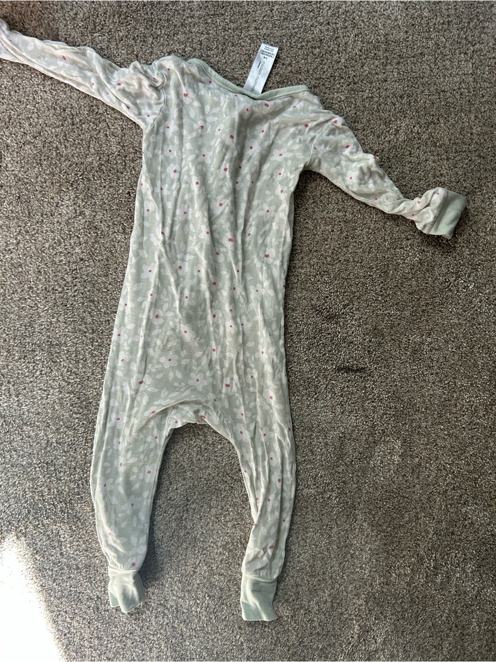 Modern Moments Light Sage Floral Baby Zip Gown - Picture 2 of 3